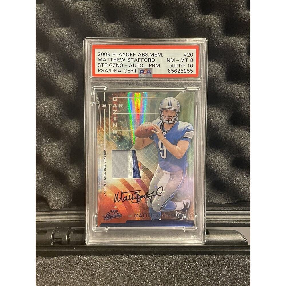 2009 Absolute Matthew Stafford Star Gazing RPA /10 Rookie Patch Auto PSA 8 POP 1